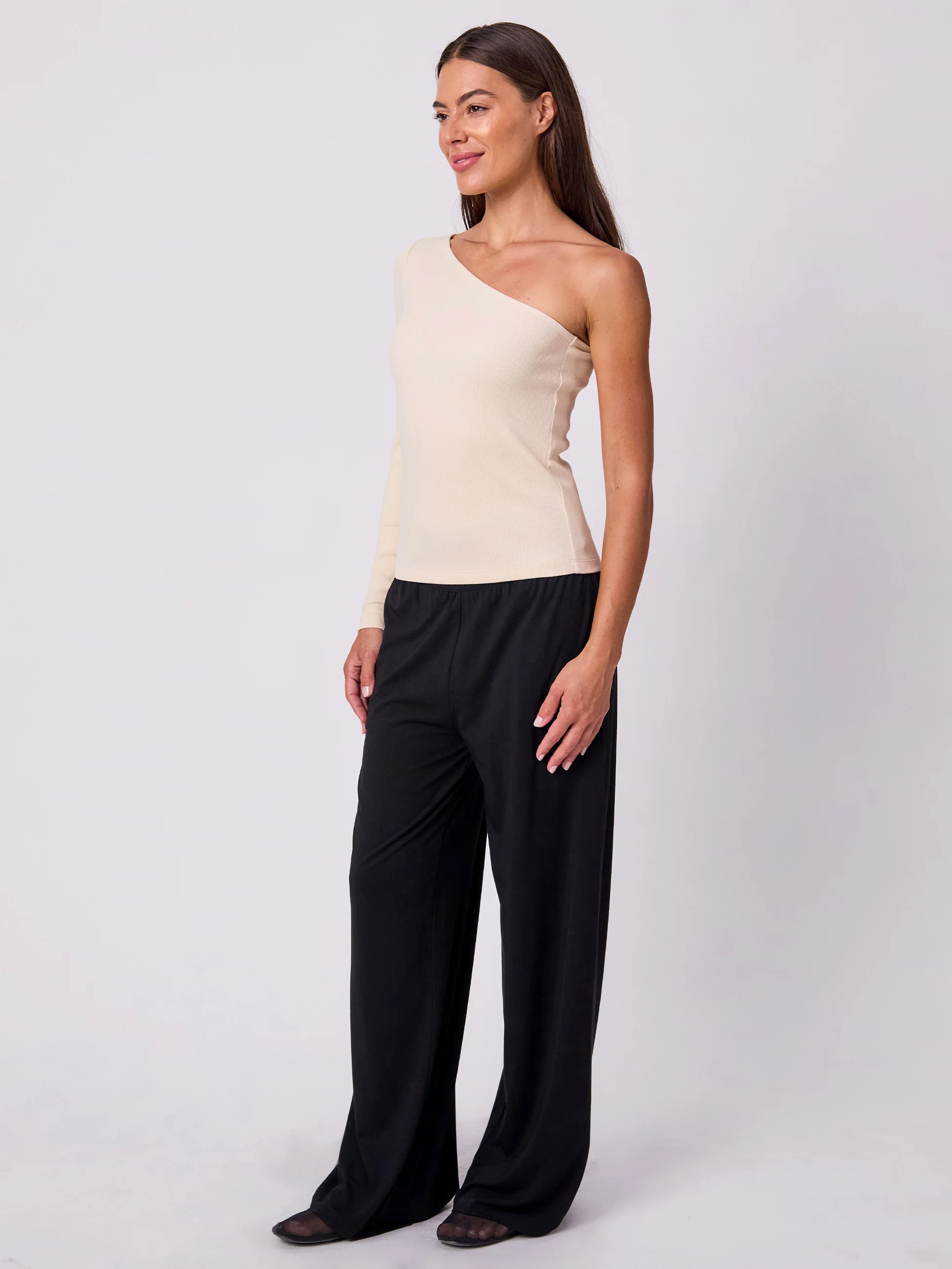 Asymmetric Organic Cotton Long Sleeve - Chalk - Image 4
