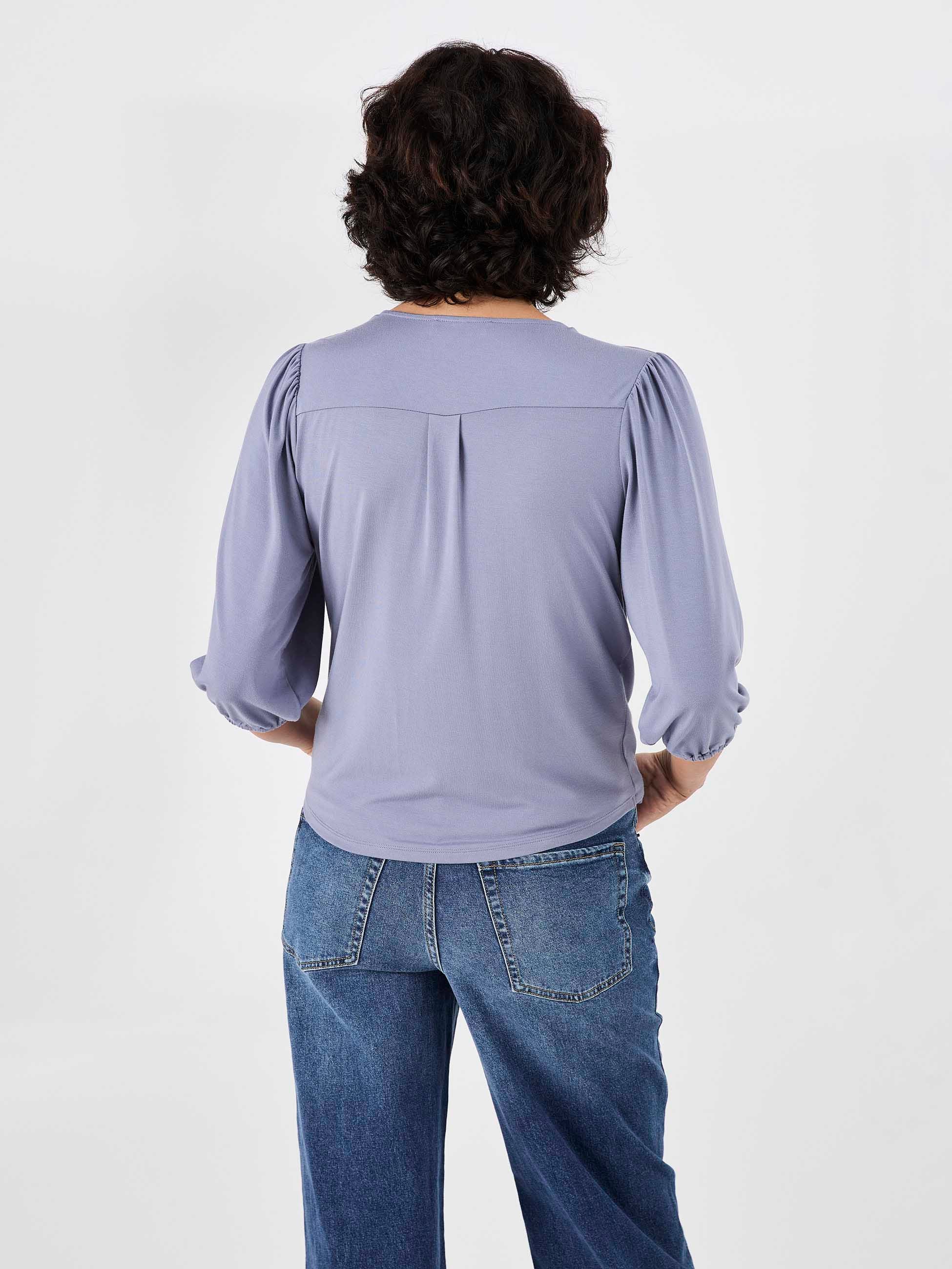 Athena 7/8 sleeve Drape Top - Quartz Blue - Image 3