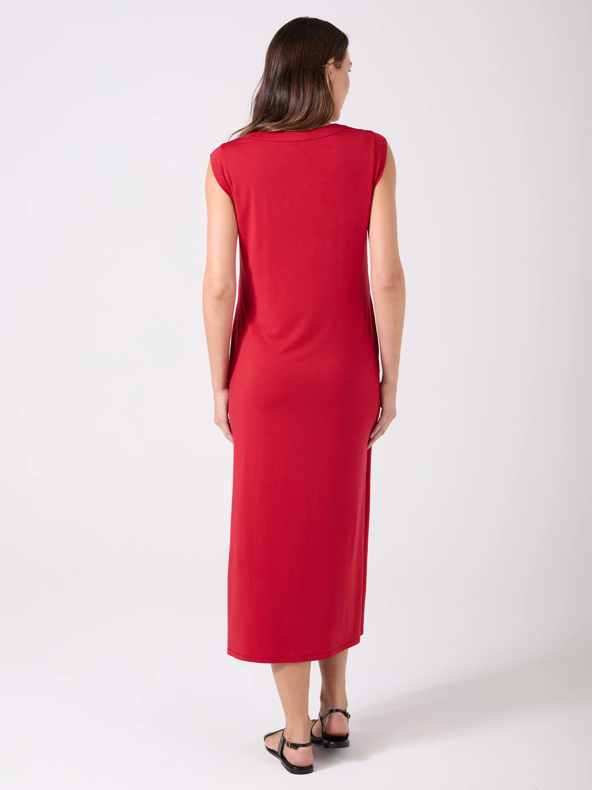 Everly V Neck Maxi Dress - Cherry - Image 3