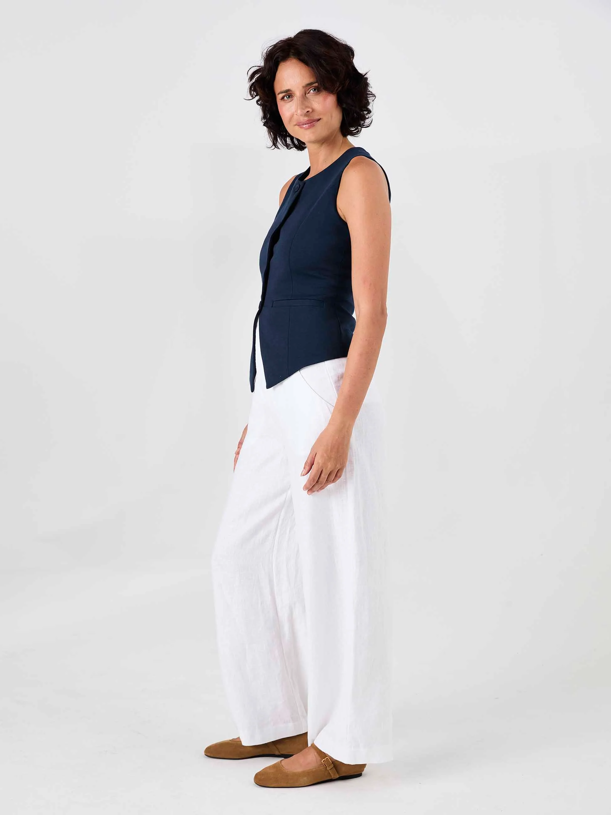 Fitted Waistcoat - Navy - Image 3