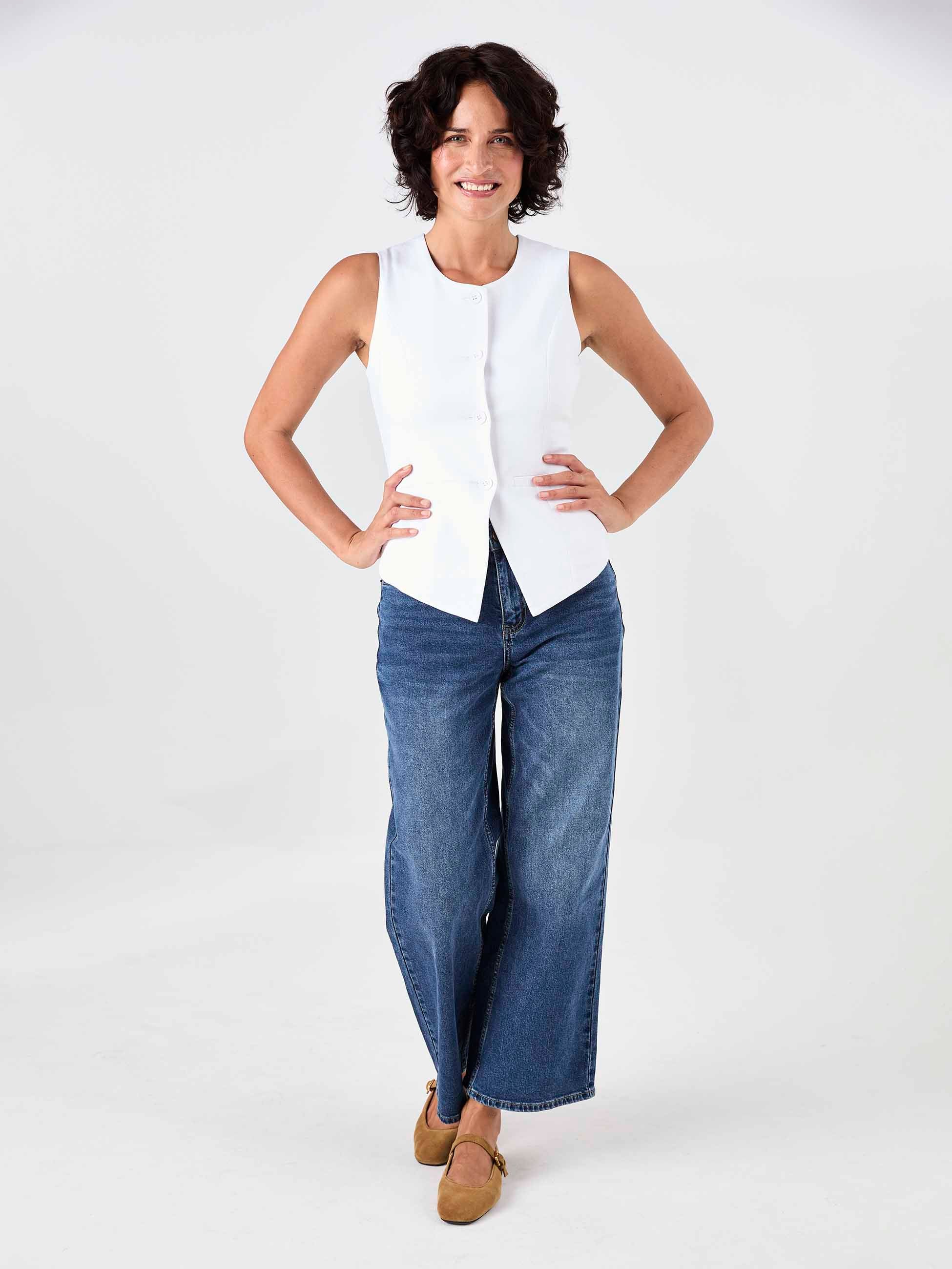 Fitted Waistcoat - White - Image 5