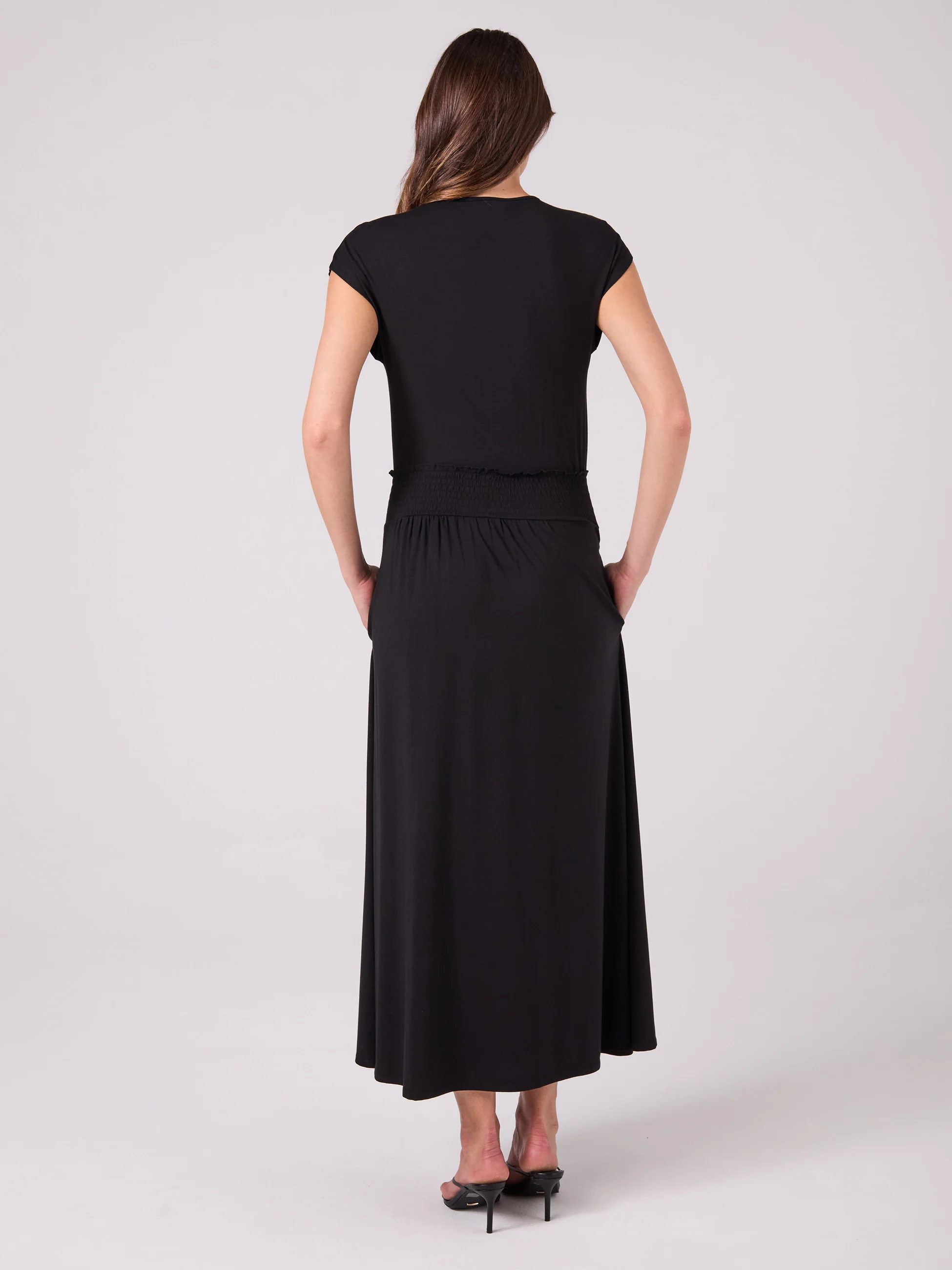Pin Tuck Maxi Dress - Black - Image 7